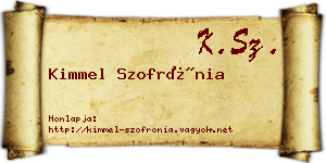 Kimmel Szofrónia névjegykártya